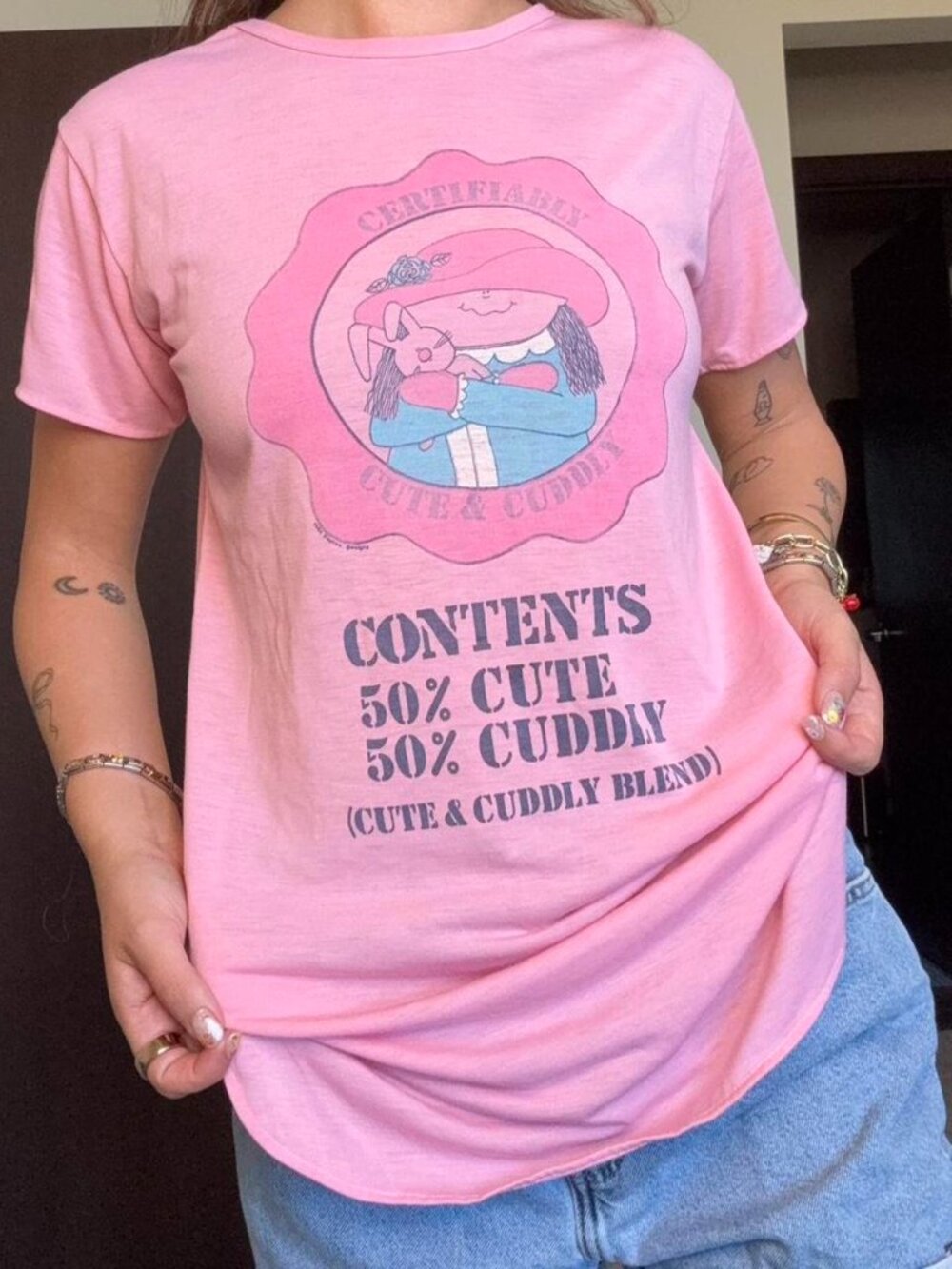 Vintage Cute and Cuddly graphic 1986 sleep shirt